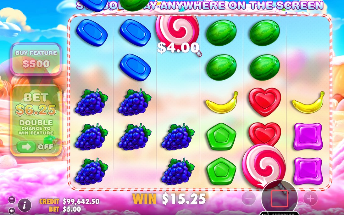 Grille 6x5 du jeu de base, Tumble Feature en cours